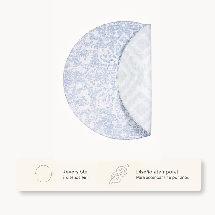 Playmat Alfombra Antigolpes Rombos Étnicos Sage / Flor Persa Celeste