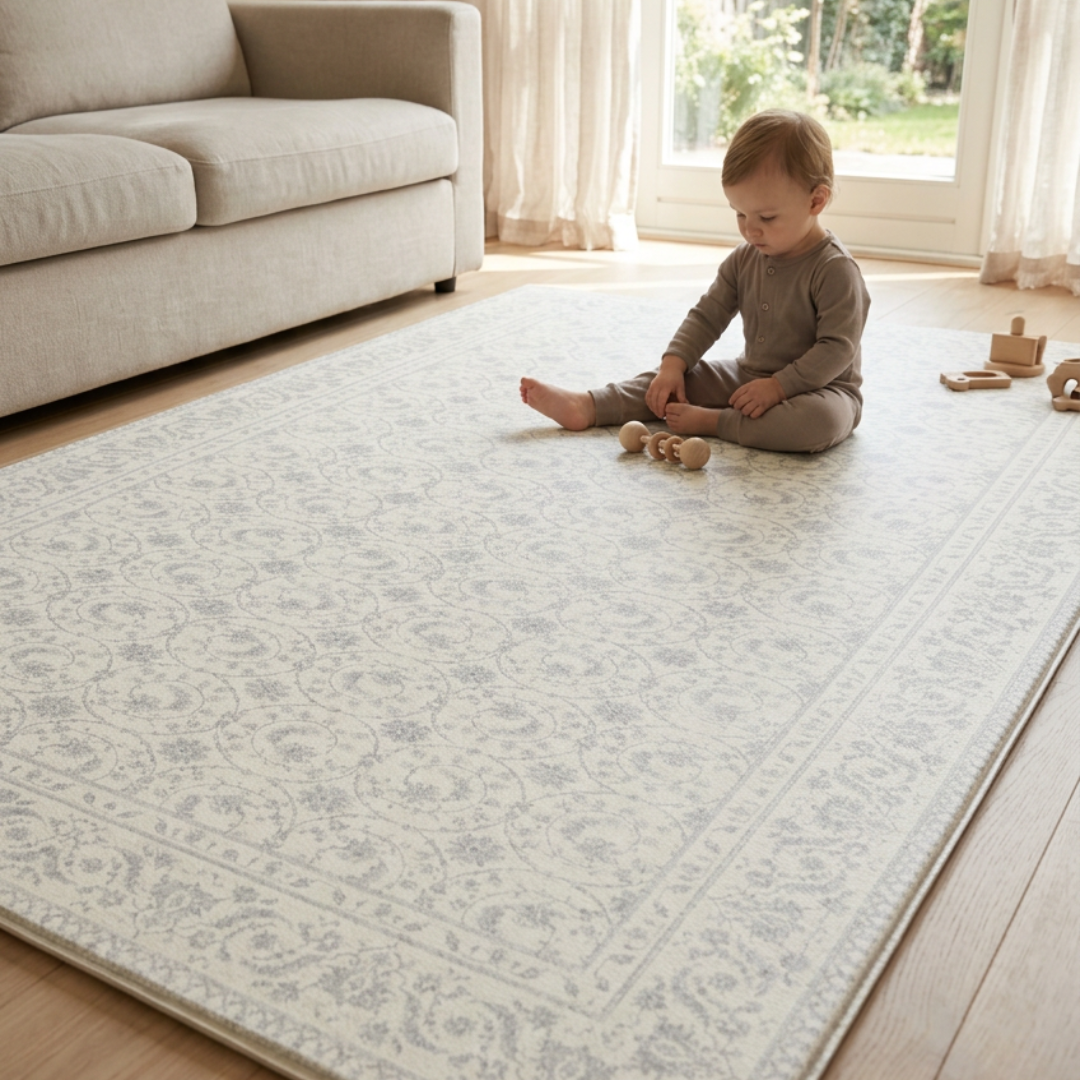 Playmat Alfombra Antigolpes Hojas y Puntos / Enredaderas Vintage Gris