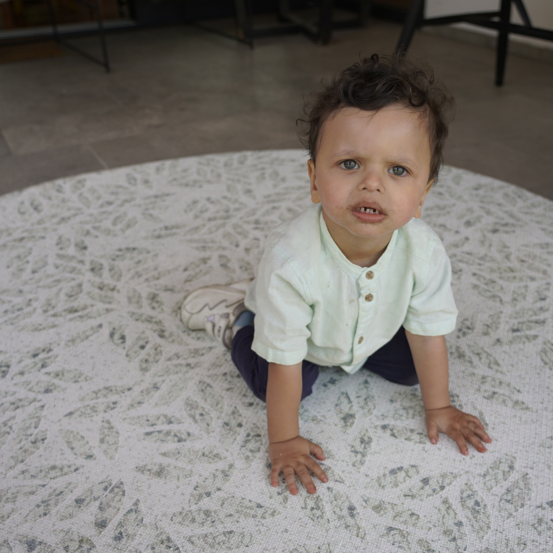 Playmat Alfombra Antigolpes Hojas Terrazzo / Puntos Mostaza