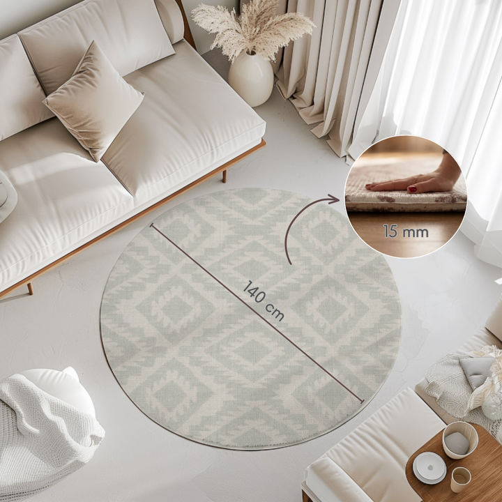 Playmat Alfombra Antigolpes Rombos Étnicos Sage / Flor Persa Celeste