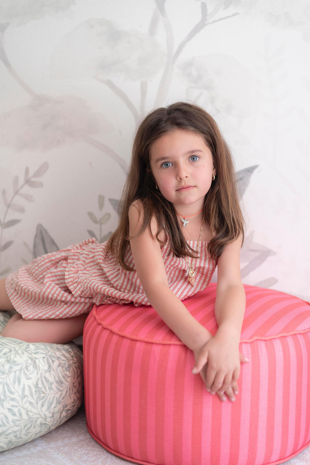 Puf Tambor Rayas Circo Rosa Mundo Kaleido 