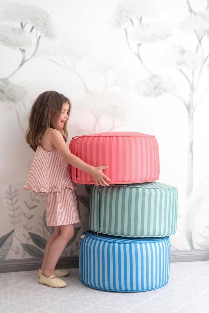 Puf Tambor Rayas Circo Verde Mundo Kaleido 