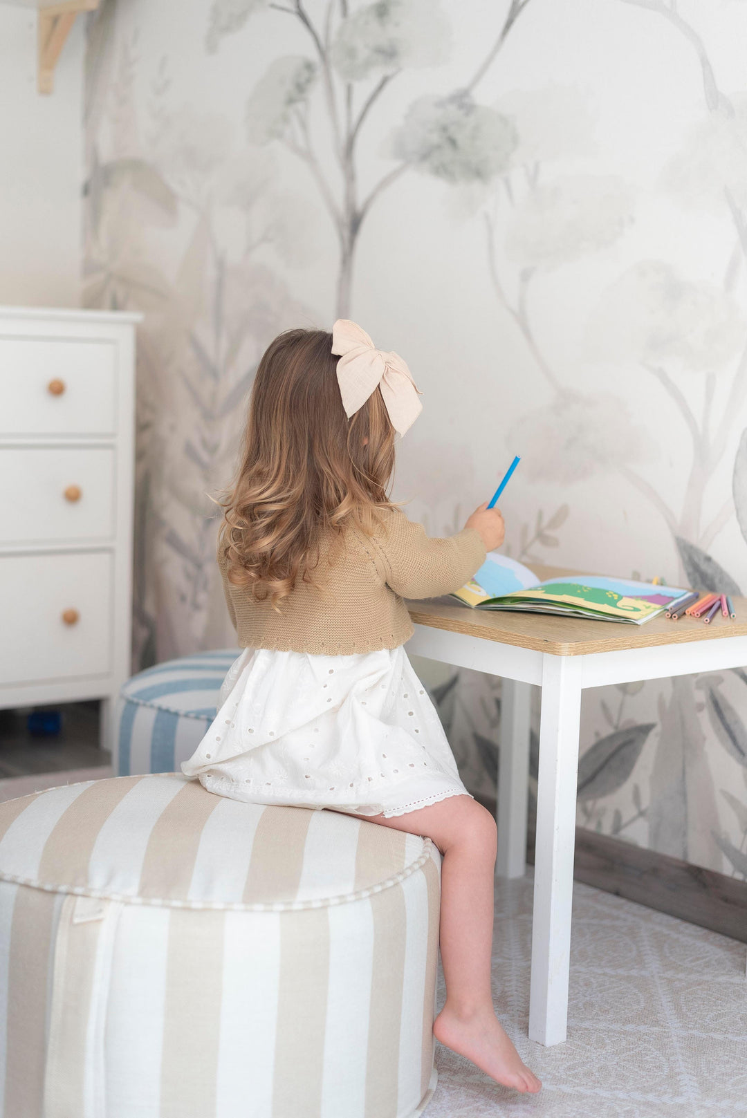 Puf Tambor Rayas Camel Mundo Kaleido 