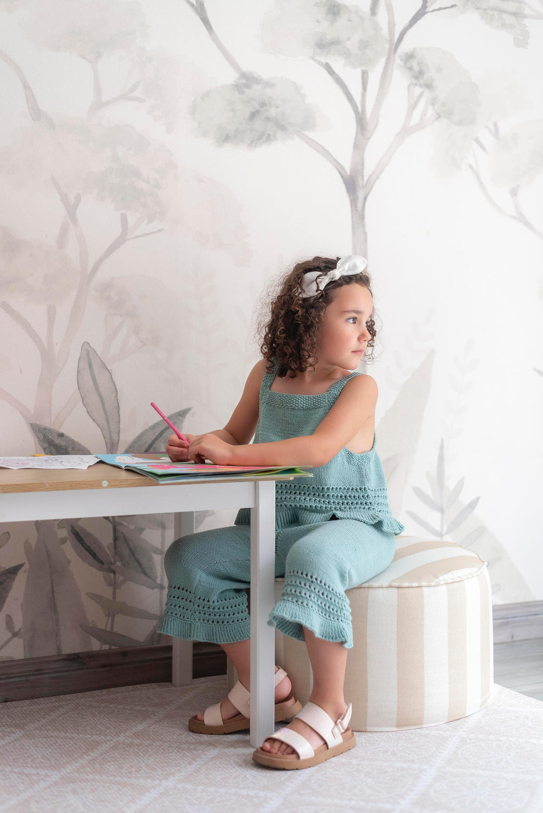 Puf Tambor Rayas Camel Mundo Kaleido 