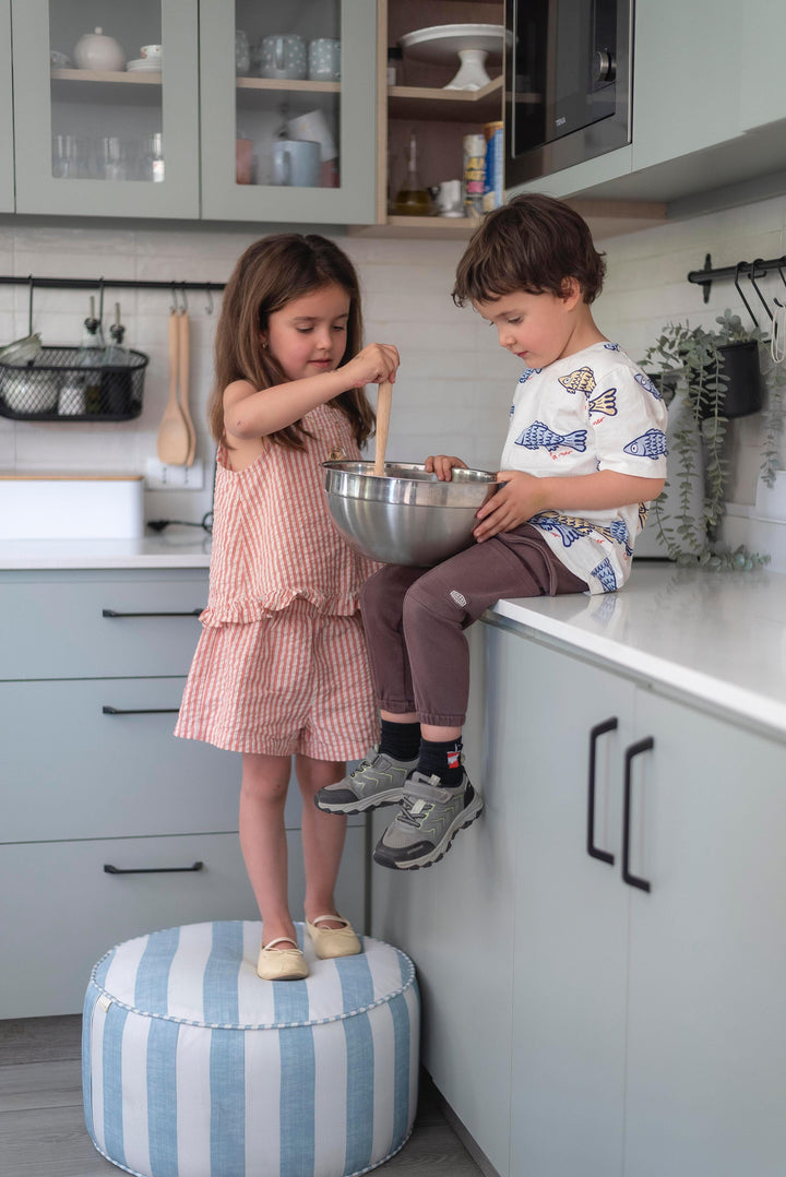 Puf Tambor Rayas Azul Mundo Kaleido 