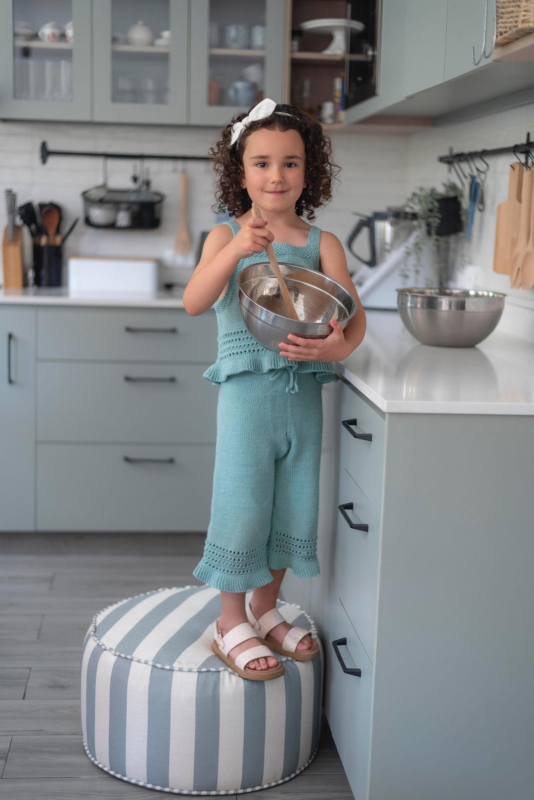 Puf Tambor Rayas Verde Mundo Kaleido 