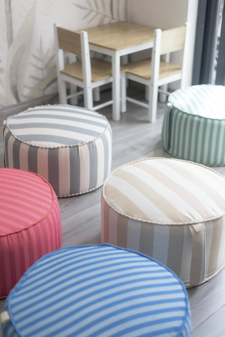 Puf Tambor Rayas Circo Azul Mundo Kaleido 