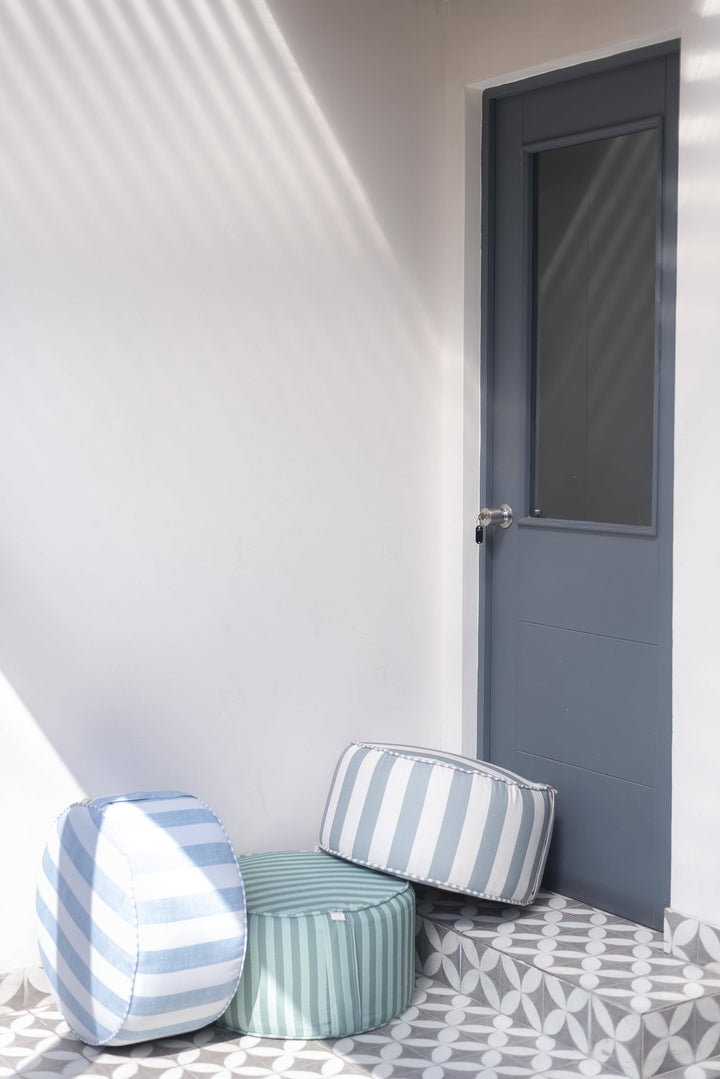 Puf Tambor Rayas Azul Mundo Kaleido 