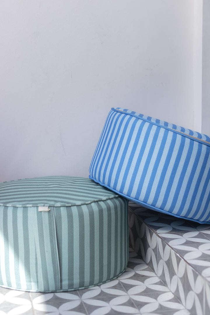 Puf Tambor Rayas Circo Azul Mundo Kaleido 