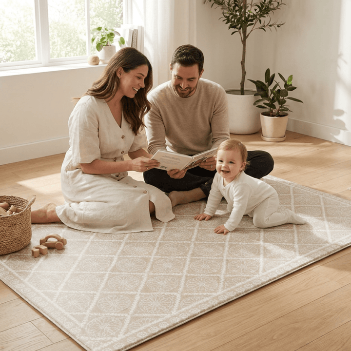 Playmat Alfombra Antigolpes Hojas y Puntos / Enredaderas Vintage Gris - Mundo Kaleido