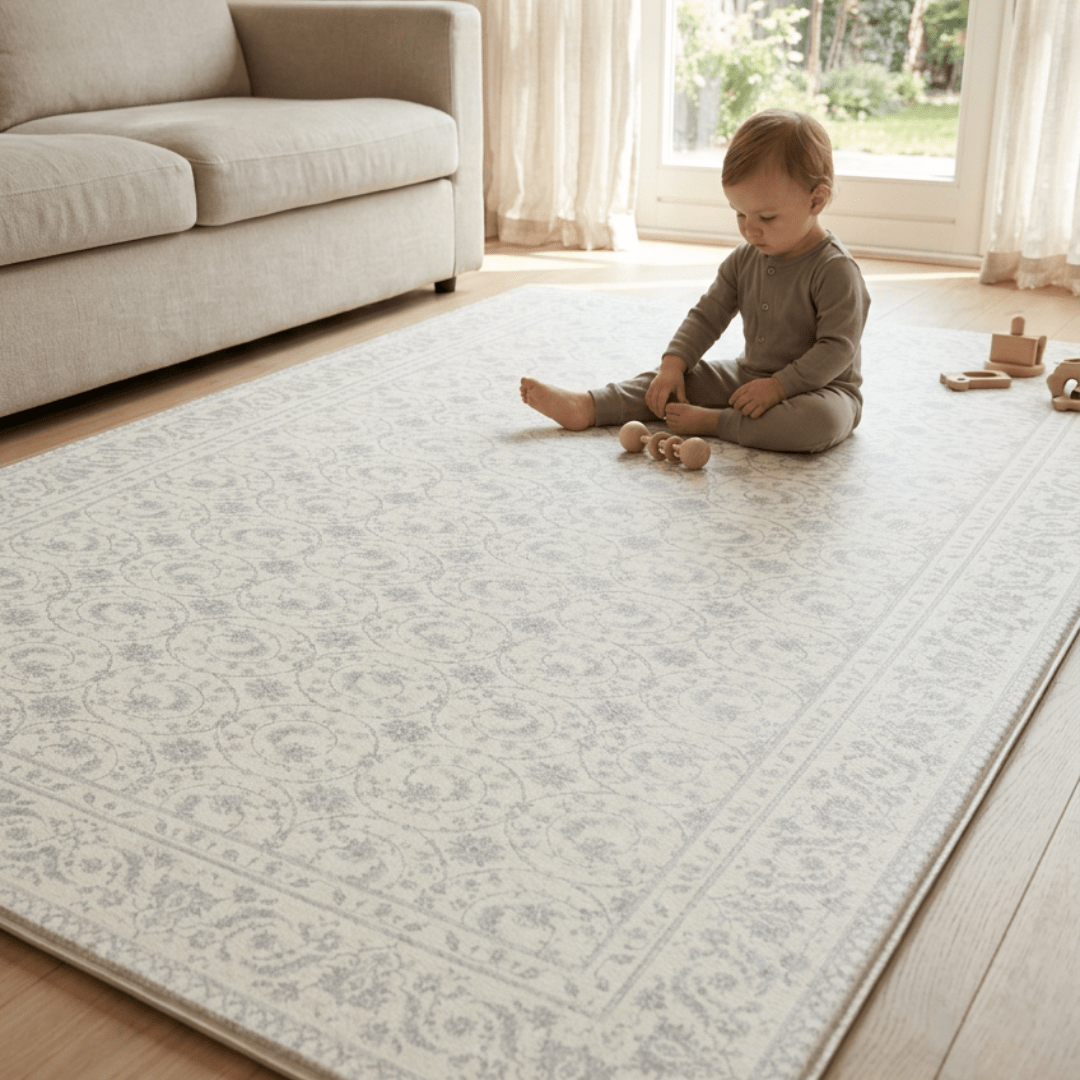 Playmat Alfombra Antigolpes Hojas y Puntos / Enredaderas Vintage Gris - Mundo Kaleido