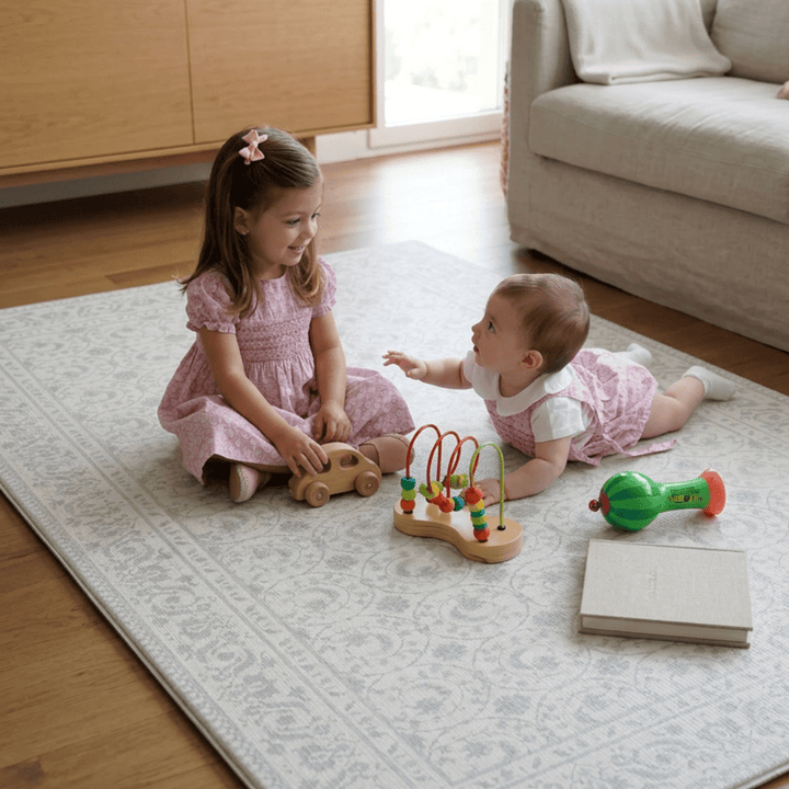 Playmat Alfombra Antigolpes Hojas y Puntos / Enredaderas Vintage Gris - Mundo Kaleido