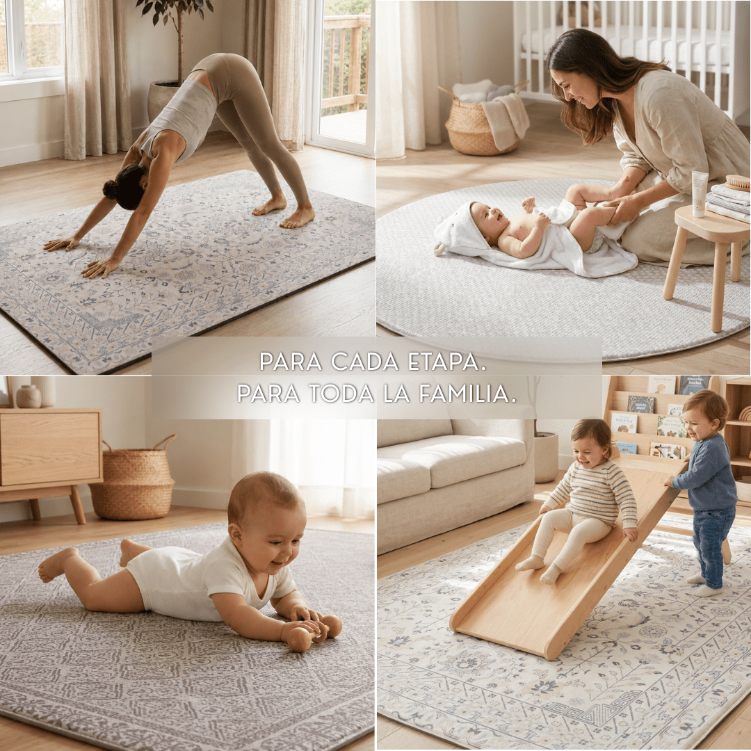 Playmat Alfombra Antigolpes Hojas y Puntos Rosa / Flores Lana - Mundo Kaleido