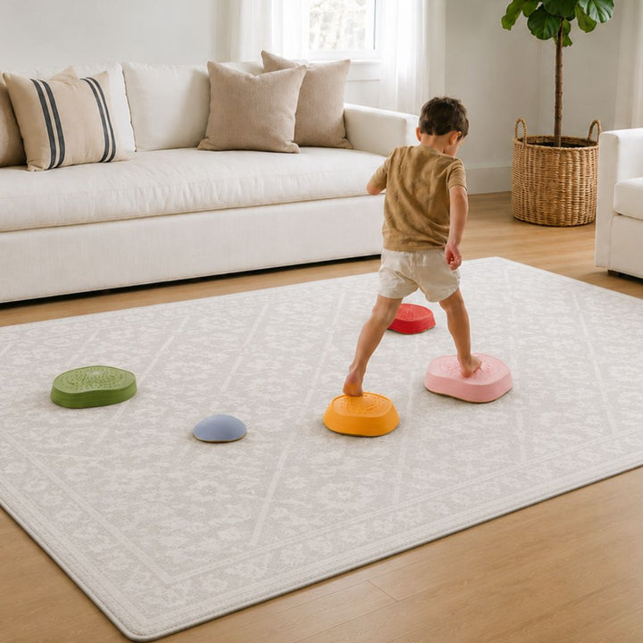 Playmat Alfombra Antigolpes XL Amapolas / Líneas y Rombos Gris - Mundo Kaleido