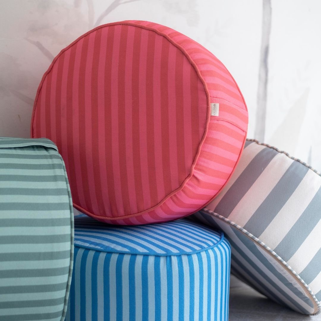 Puf Tambor | Cojín de Suelo Rayas Circo Rosa - Mundo Kaleido