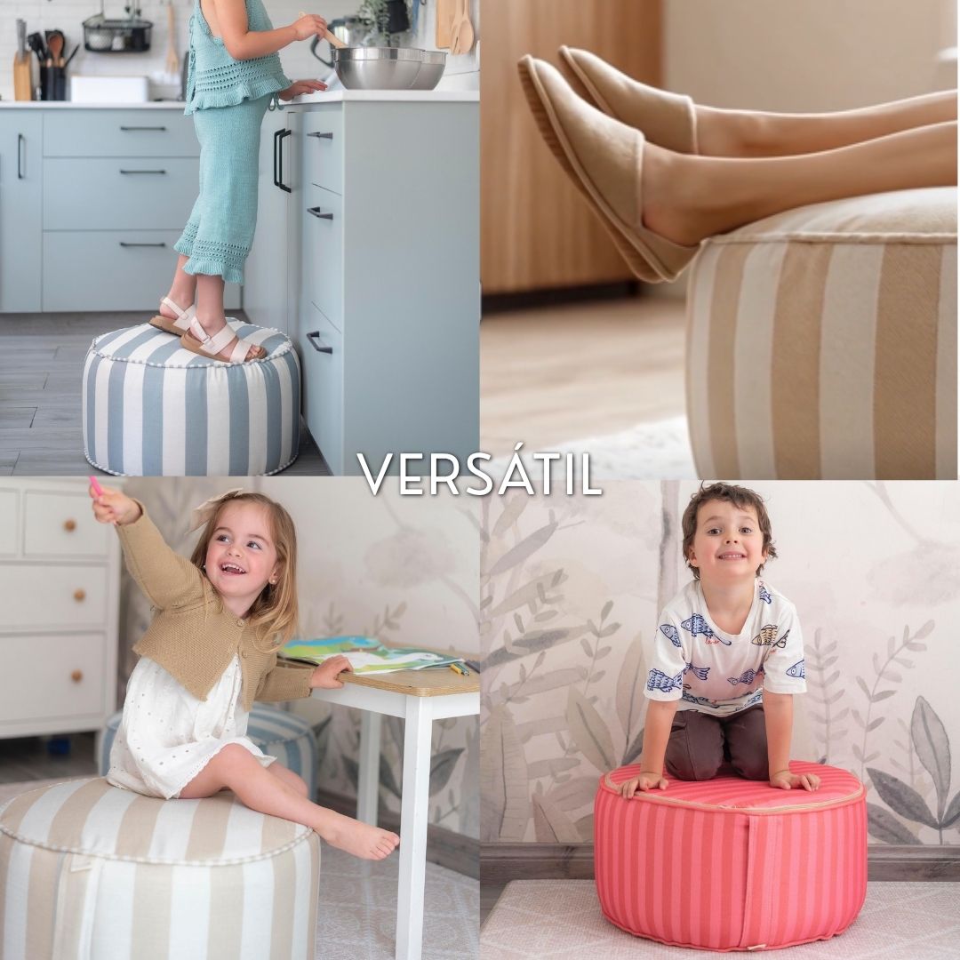 Puf Tambor | Cojín de Suelo Rayas Circo Rosa - Mundo Kaleido